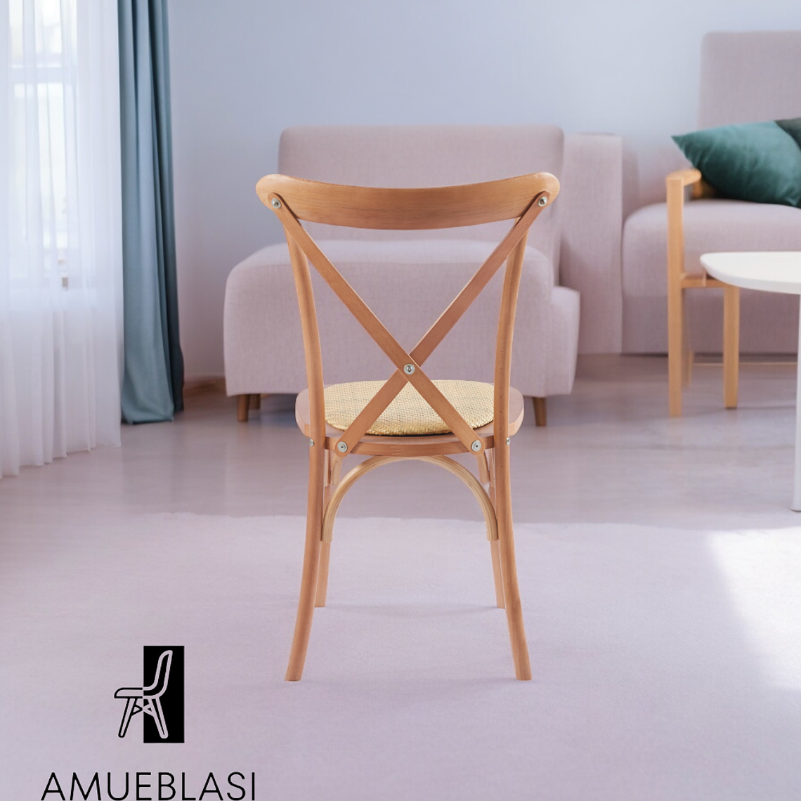 Silla Crossback Madera y Ratan 8