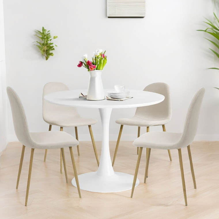 Comedor Mesa Redonda Tulip blanca + Sillas Scoop 1