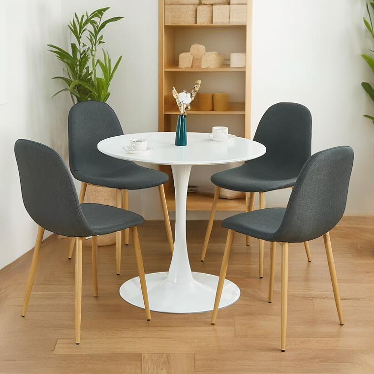 Comedor Mesa Redonda Tulip blanca + Sillas Scoop 2