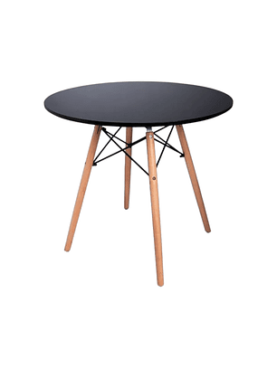 Mesa Redonda Melamina Negra Eames 80 cm