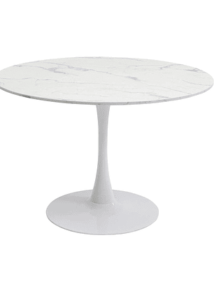 Mesa Tulip Cuarzo Blanco 100 cm