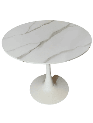 Mesa Tulip Cuarzo Blanco 80 cm