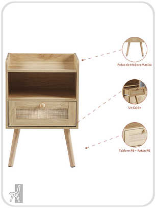 Pack Velador Ratán con Cajón (2 Unidades)