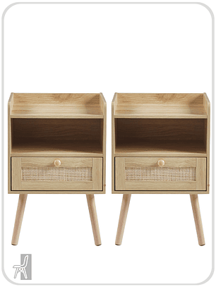 Pack Velador Ratán con Cajón (2 Unidades)