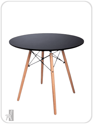Mesa Redonda Melamina Negra Eames 80 cm