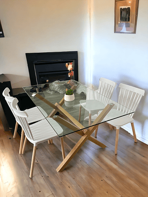 Comedor Mesa Rectangular Vidrio Elite 140x90 + Sillas Windsor
