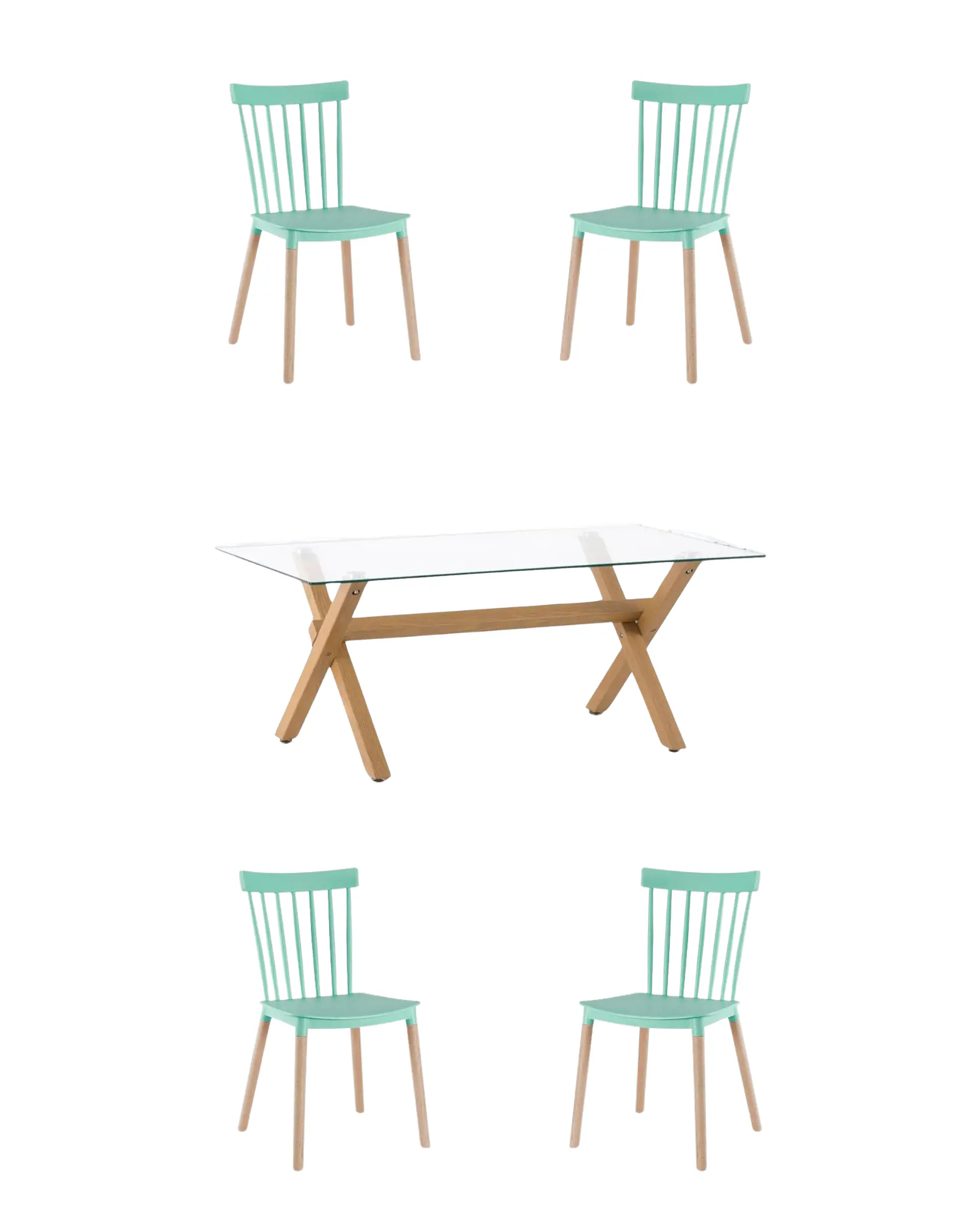 Comedor Rectangular Vidrio Elite con Sillas Windsor 3