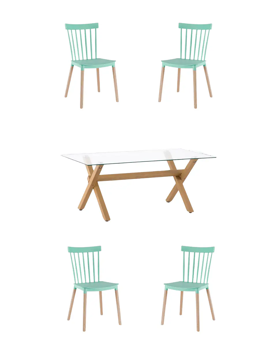 Comedor Rectangular Vidrio Elite con Sillas Windsor 3