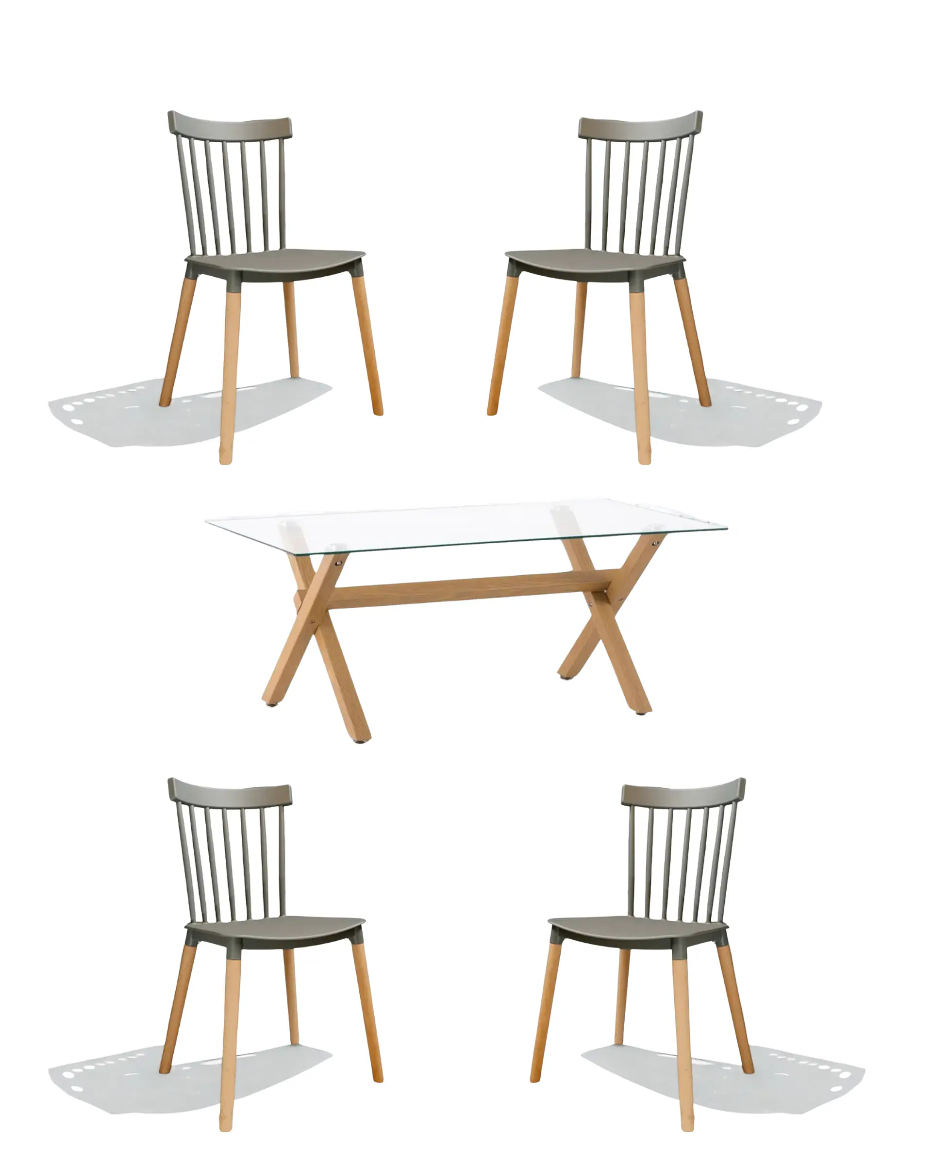 Comedor Rectangular Vidrio Elite con Sillas Windsor 5