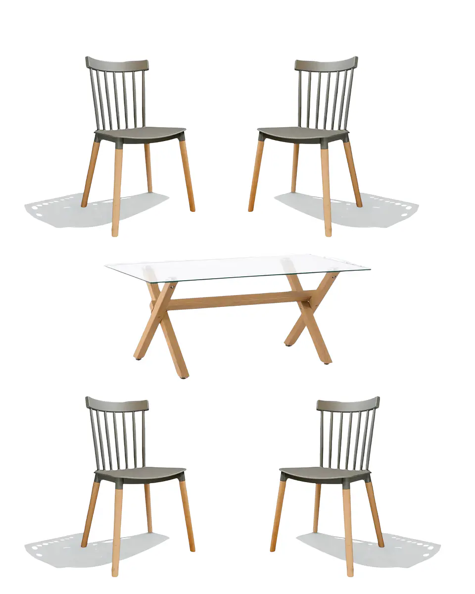Comedor Rectangular Vidrio Elite con Sillas Windsor 5