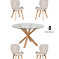 Comedor Mesa Redonda Vidrio Madrid + Sillas Radar Velvet - Miniatura 1