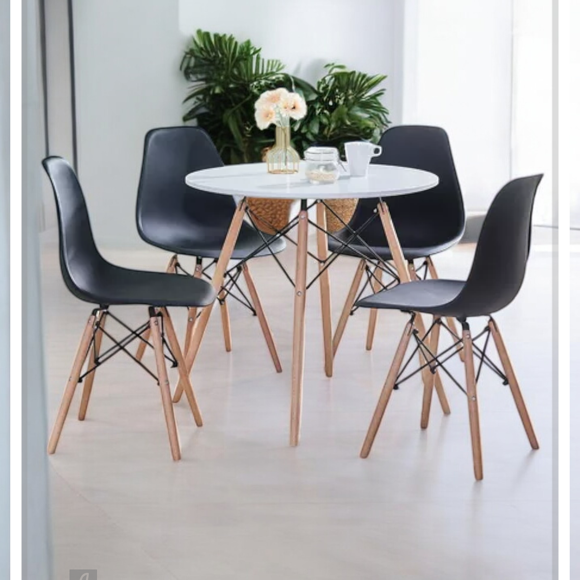 Comedor Mesa Redonda Melamina Eames Blanca + Sillas Eames 2