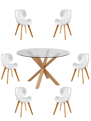 Comedor Mesa Redonda Vidrio Madrid + Sillas Radar Fiori