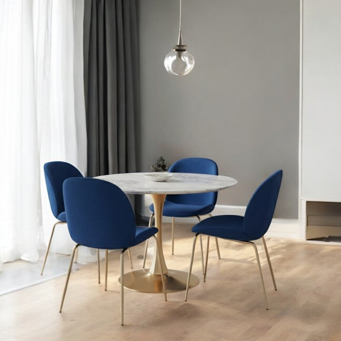 Comedor Mesa Tulip Golden 100 cm + 4 Sillas Siena 5