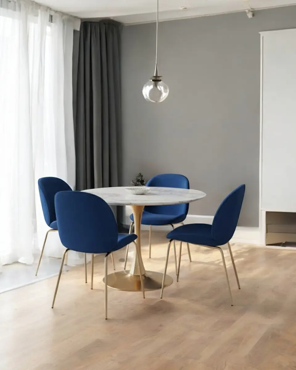 Comedor Redondo Tulip Golden con Sillas Siena  5