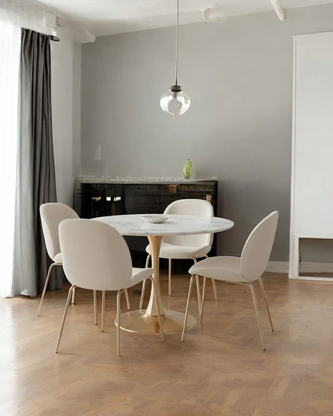 Comedor Redondo Tulip Golden con Sillas Siena 