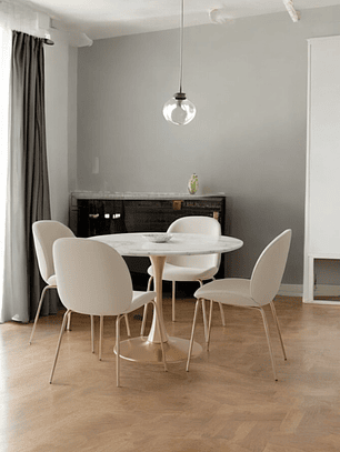 Comedor Mesa Tulip Golden 100 cm + 4 Sillas Siena