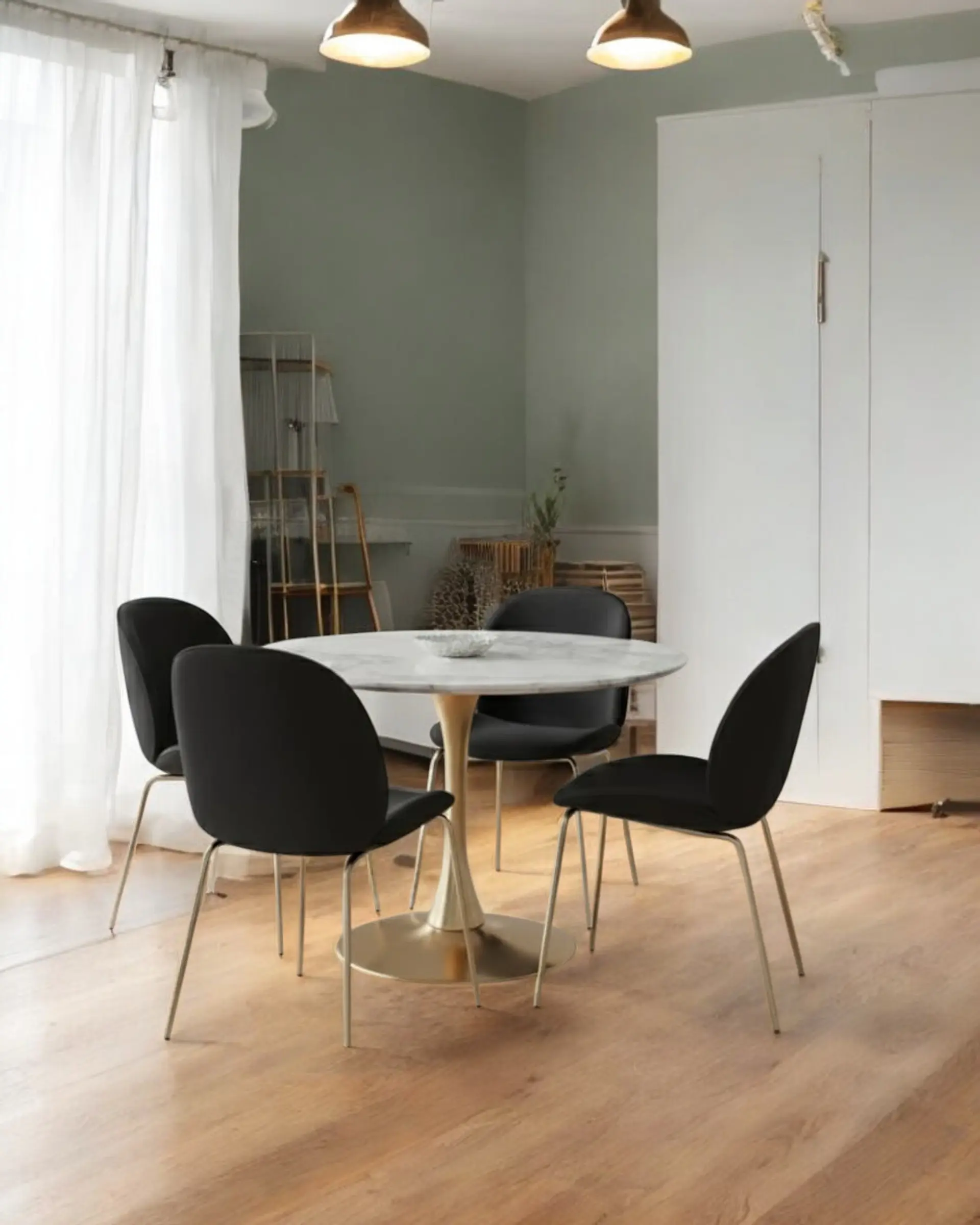 Comedor Redondo Tulip Golden con Sillas Siena  3