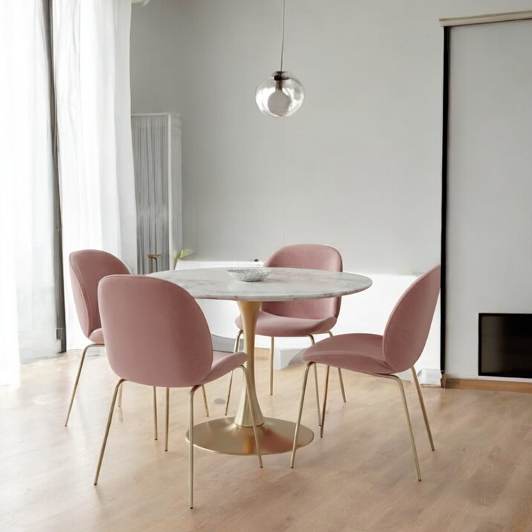 Comedor Mesa Tulip Golden 100 cm + 4 Sillas Siena 4