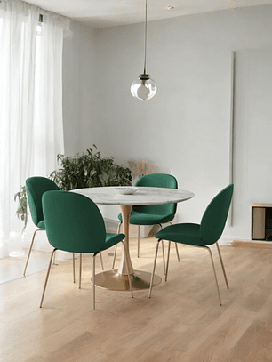 Comedor Mesa Tulip Golden 100 cm + 4 Sillas Siena