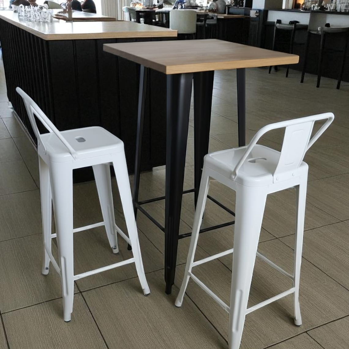 Mesa Bar Tolix + 2 Taburetes Tolix con Respaldo 77 cm 4
