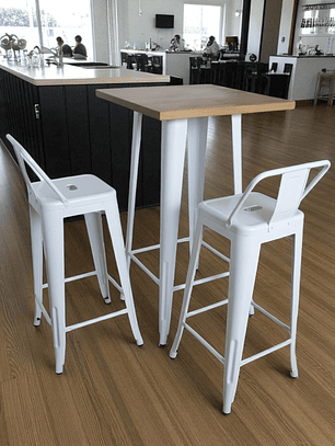 Mesa Bar Tolix + 2 Taburetes Tolix con Respaldo 77 cm