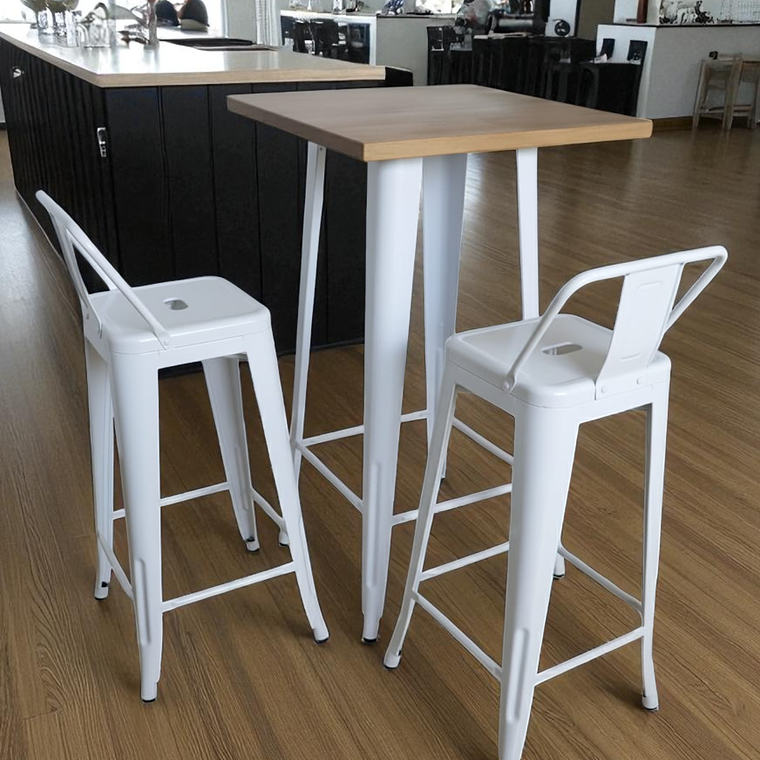 Mesa Bar Tolix + 2 Taburetes Tolix con Respaldo 77 cm 1
