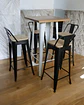 Mesa Bar Tolix + 4 Taburetes Tolix con Respaldo y Asientos con Madera 77 cm - Miniatura 3