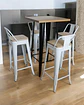 Mesa Bar Tolix + 4 Taburetes Tolix con Respaldo y Asientos con Madera 77 cm - Miniatura 4