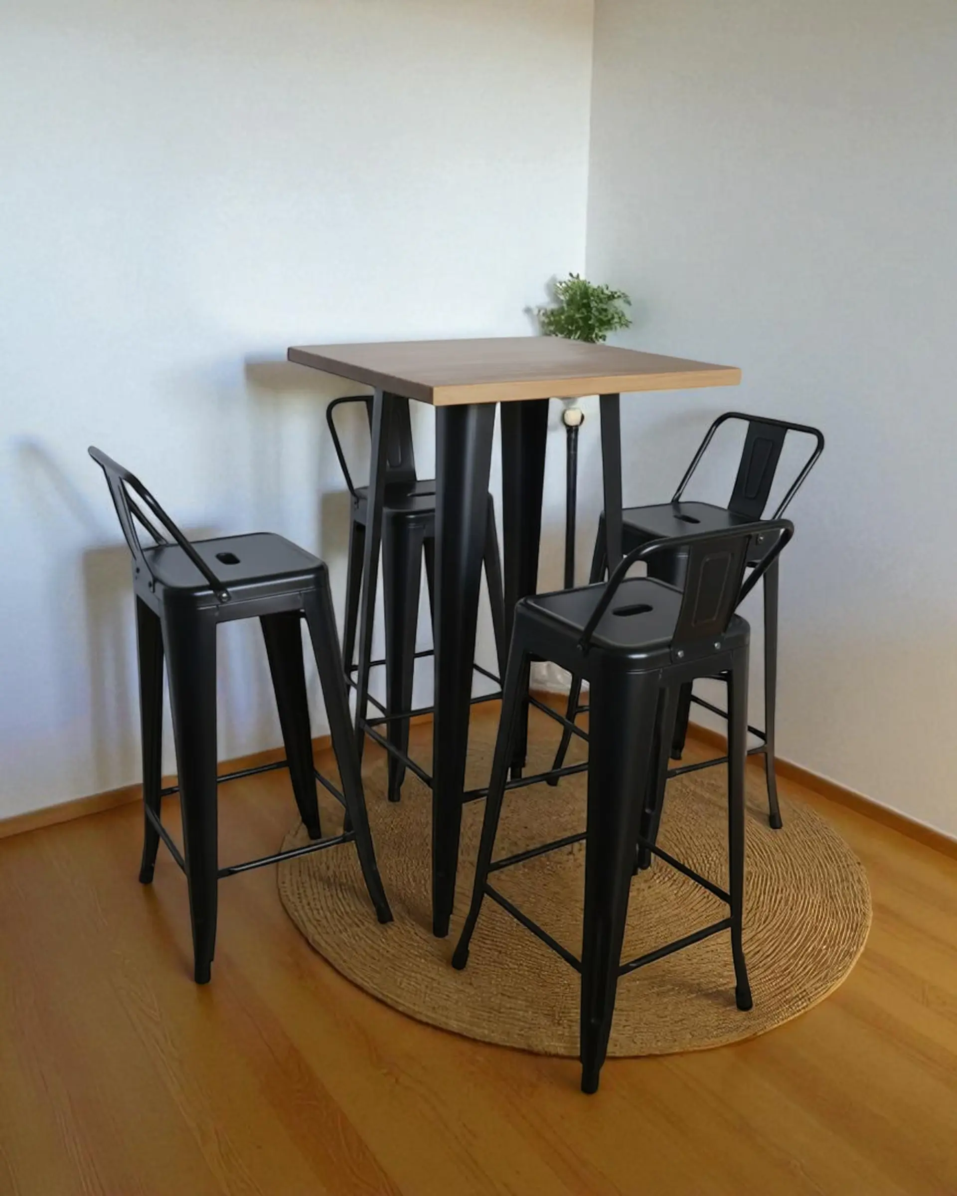 Mesa Bar Tolix + 4 Taburetes Tolix con Respaldo 77 cm 1