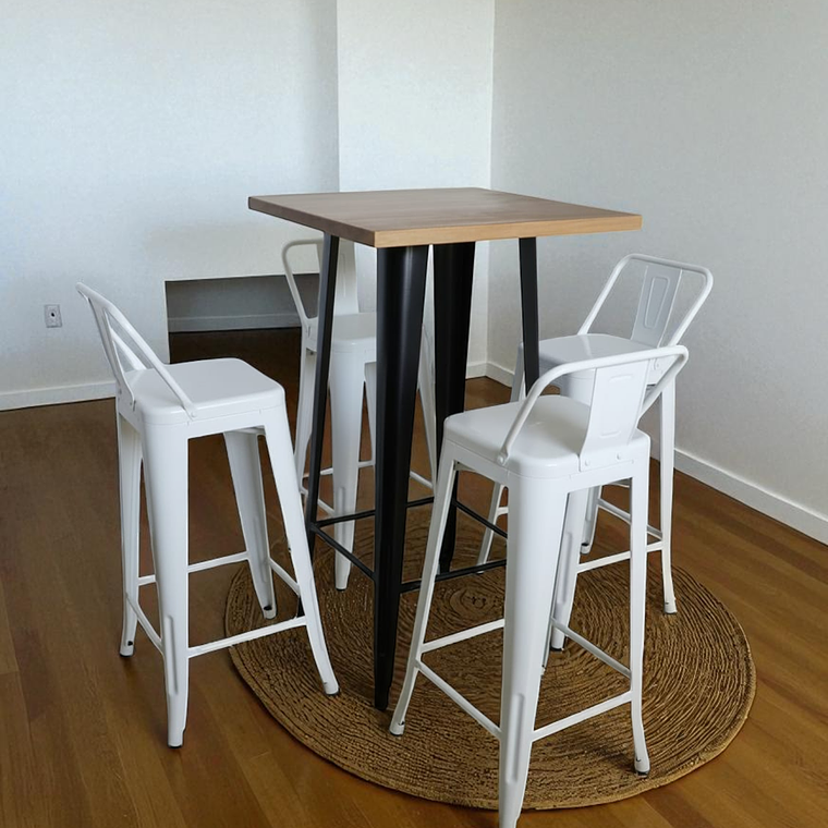 Mesa Bar Tolix + 4 Taburetes Tolix con Respaldo 77 cm 2