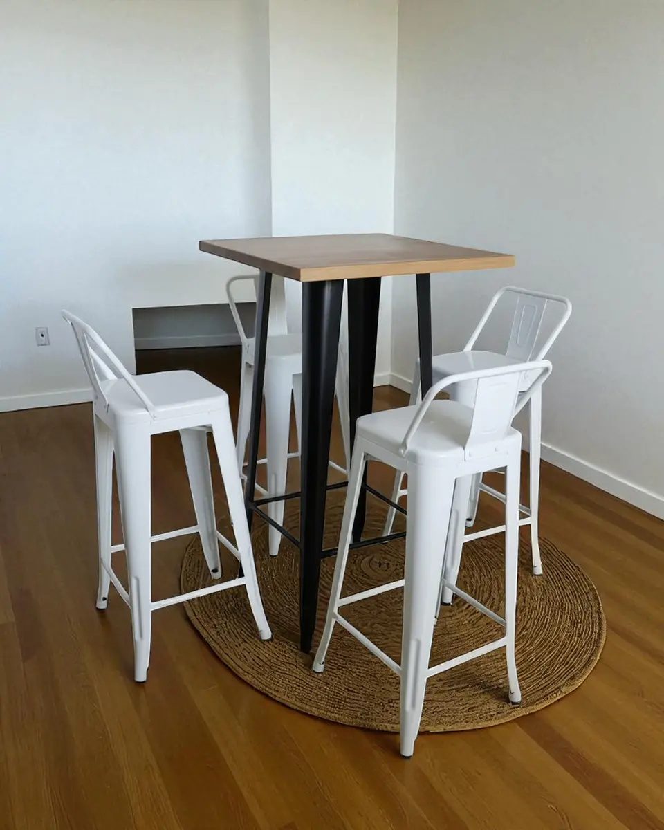 Mesa Bar Tolix + 4 Taburetes Tolix con Respaldo 77 cm 2