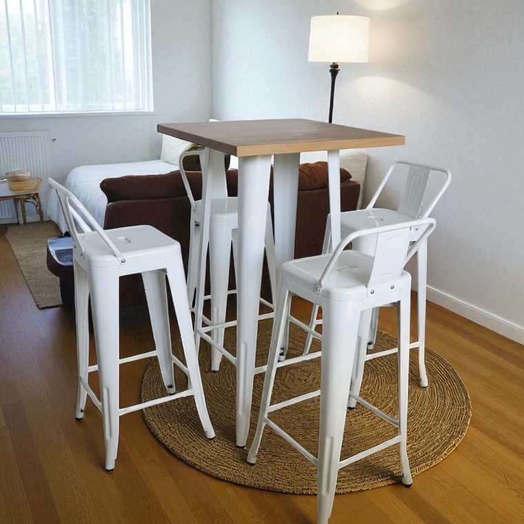 Mesa Bar Tolix + 4 Taburetes Tolix con Respaldo 77 cm 3