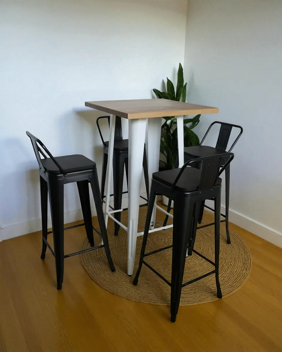 Mesa Bar Tolix + 4 Taburetes Tolix con Respaldo 77 cm 4