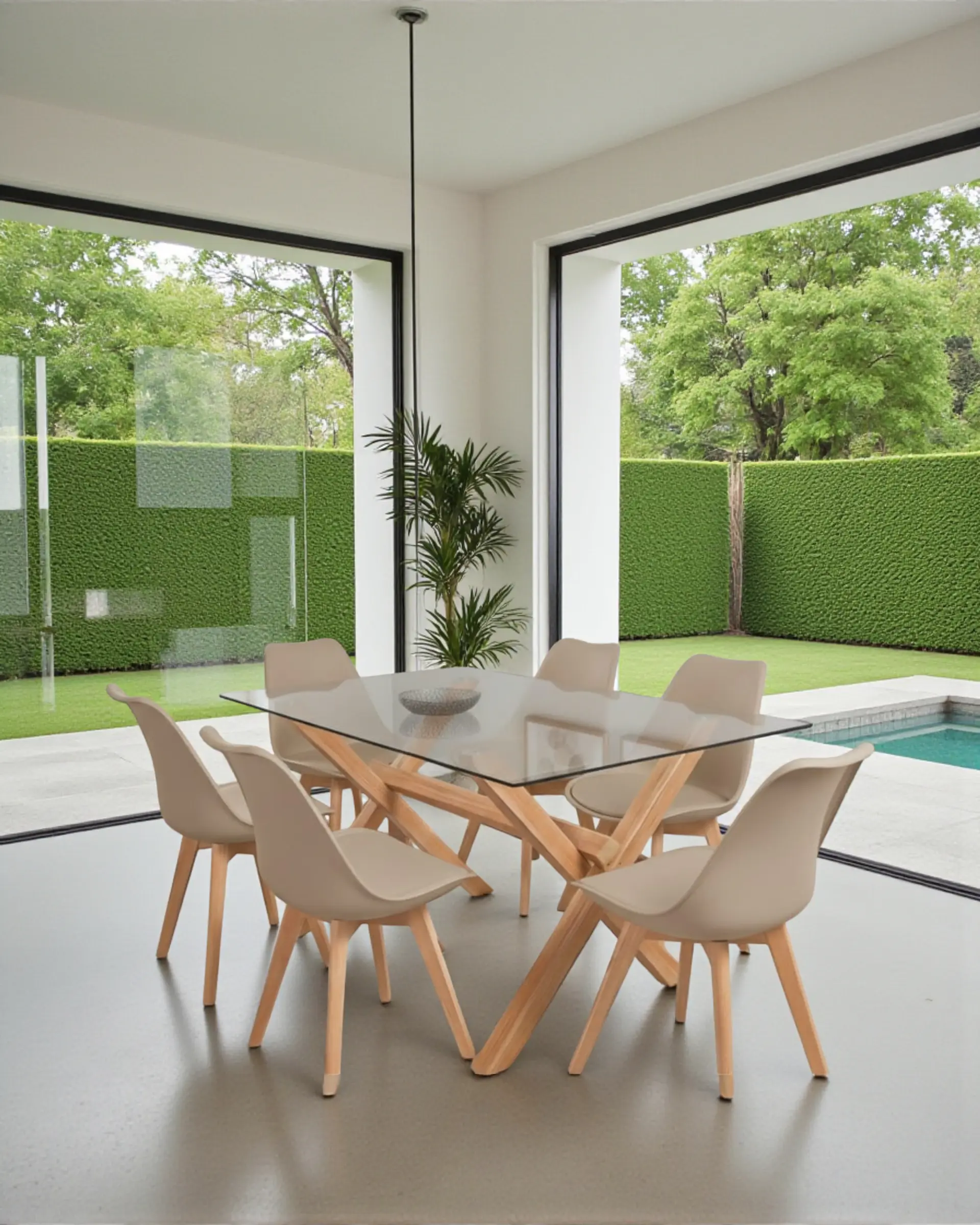 Comedor Rectangular Vidrio Elite con Sillas Tulip 5