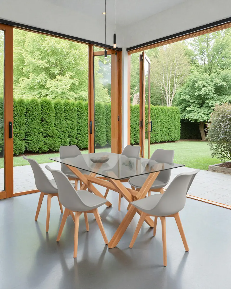 Comedor Rectangular Vidrio Elite con Sillas Tulip 8