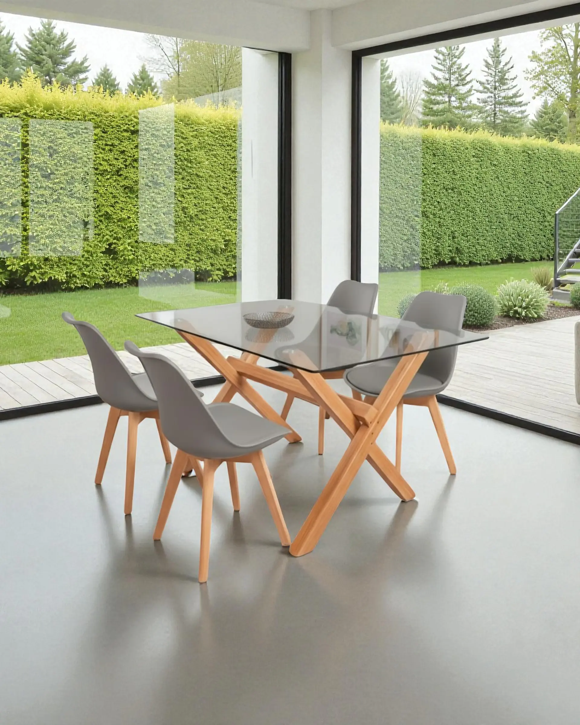 Comedor Rectangular Vidrio Elite con Sillas Tulip 10