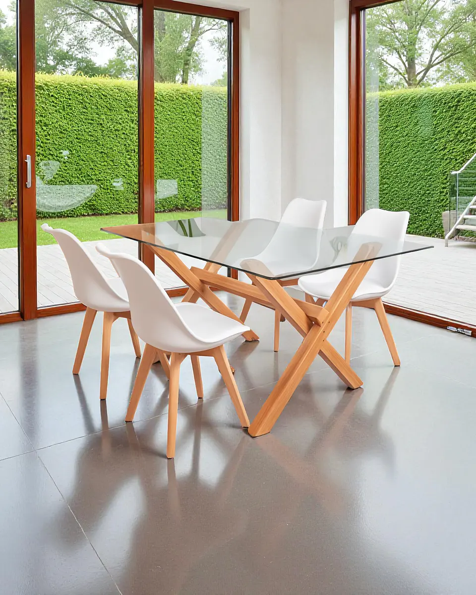 Comedor Rectangular Vidrio Elite con Sillas Tulip 13