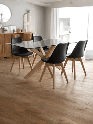 Comedor Mesa Rectangular Vidrio Madrid + Sillas Tulip