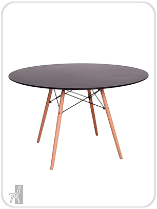 Mesa Redonda Melamina Negra Eames 120 cm