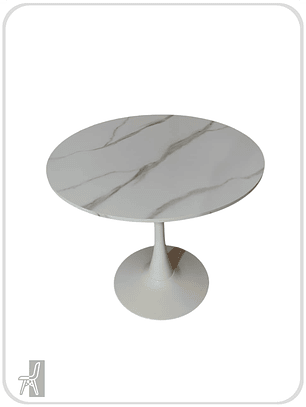 Mesa Tulip Cuarzo Blanco 100 cm