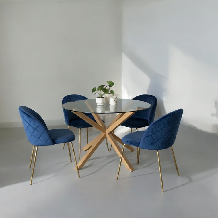 Comedor Mesa Redonda Madrid + Sillas Luxury Gold 3