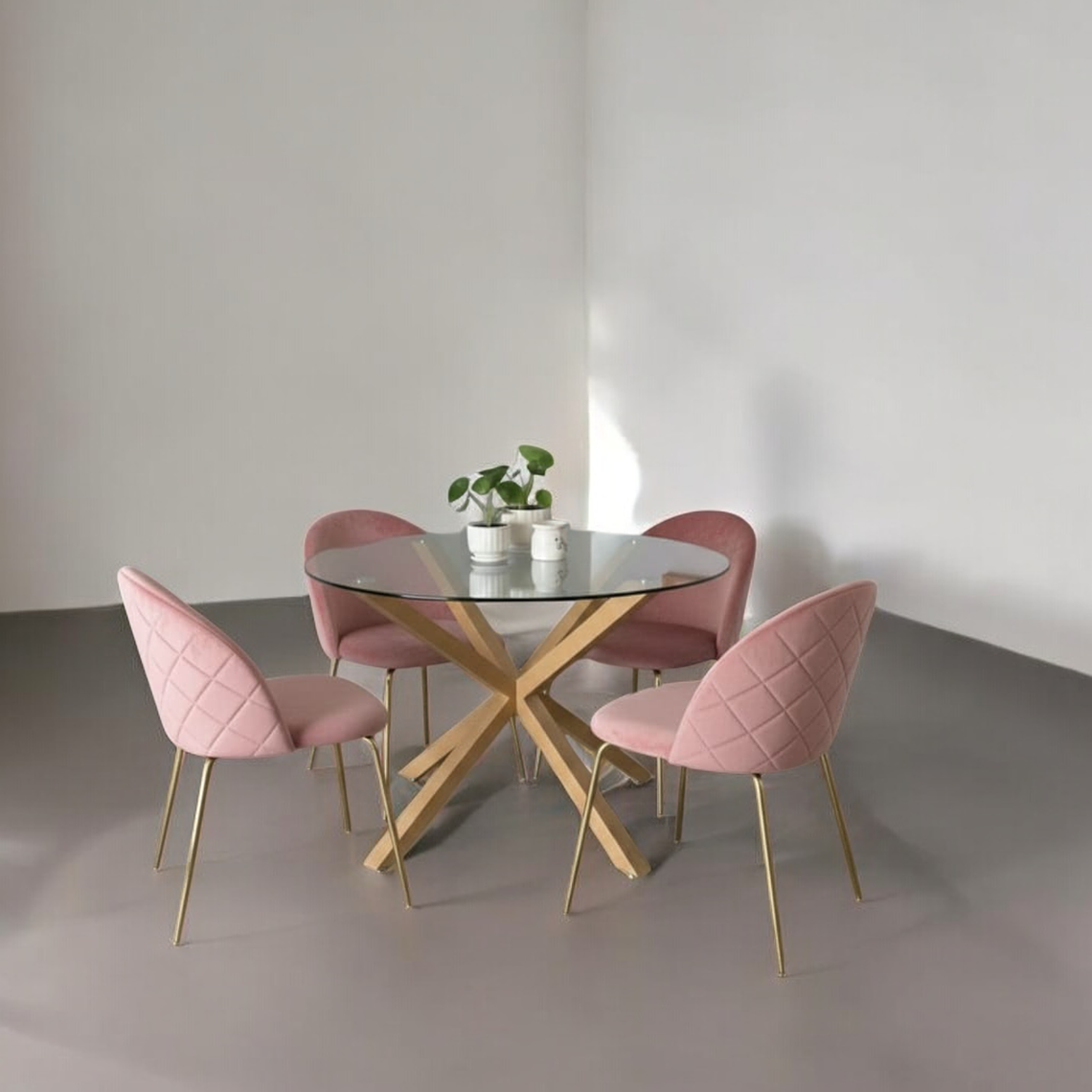 Comedor Mesa Redonda Madrid + Sillas Luxury Gold 4