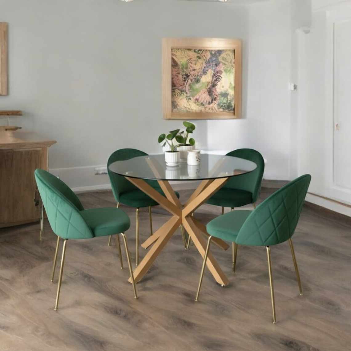 Comedor Mesa Redonda Madrid + Sillas Luxury Gold 5