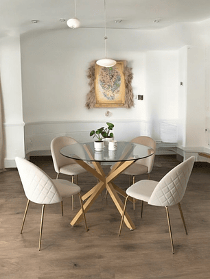 Comedor Mesa Redonda Madrid + Sillas Luxury Gold