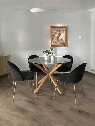 Comedor Mesa Redonda Madrid + Sillas Luxury Gold