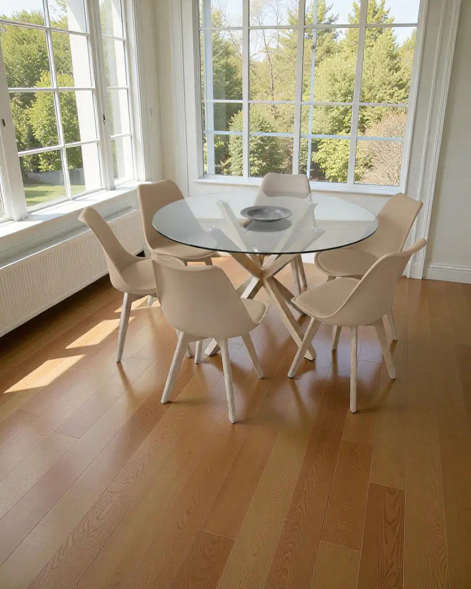 Comedor Redondo Vidrio Madrid con Sillas Tulip 11