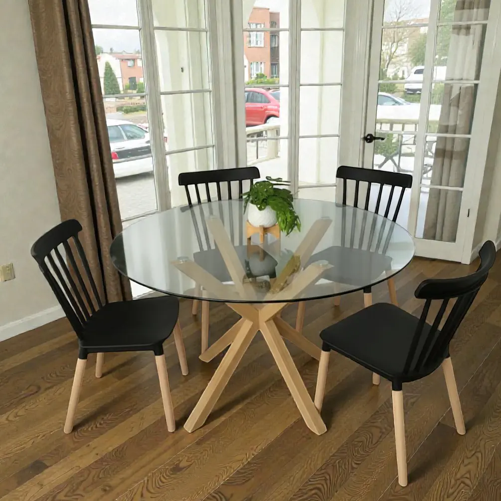 Comedor Redondo Vidrio 4 ó 6 Sillas Windsor – Mesa Madrid 1