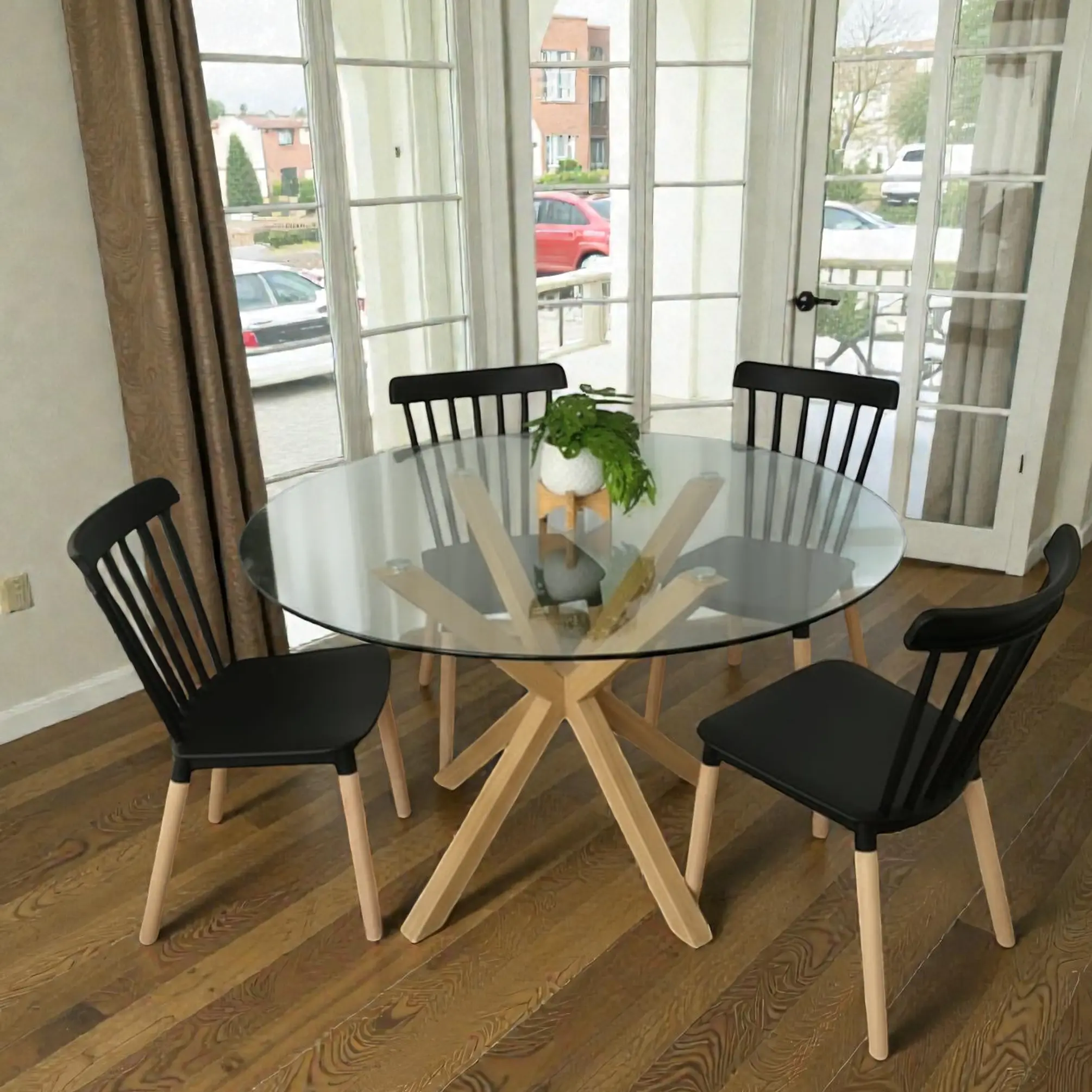 Comedor Redondo Vidrio 4 ó 6 Sillas Windsor – Mesa Madrid 1