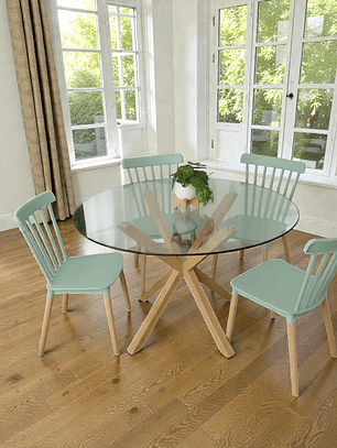 Comedor Mesa Redonda Vidrio Madrid + Sillas Windsor